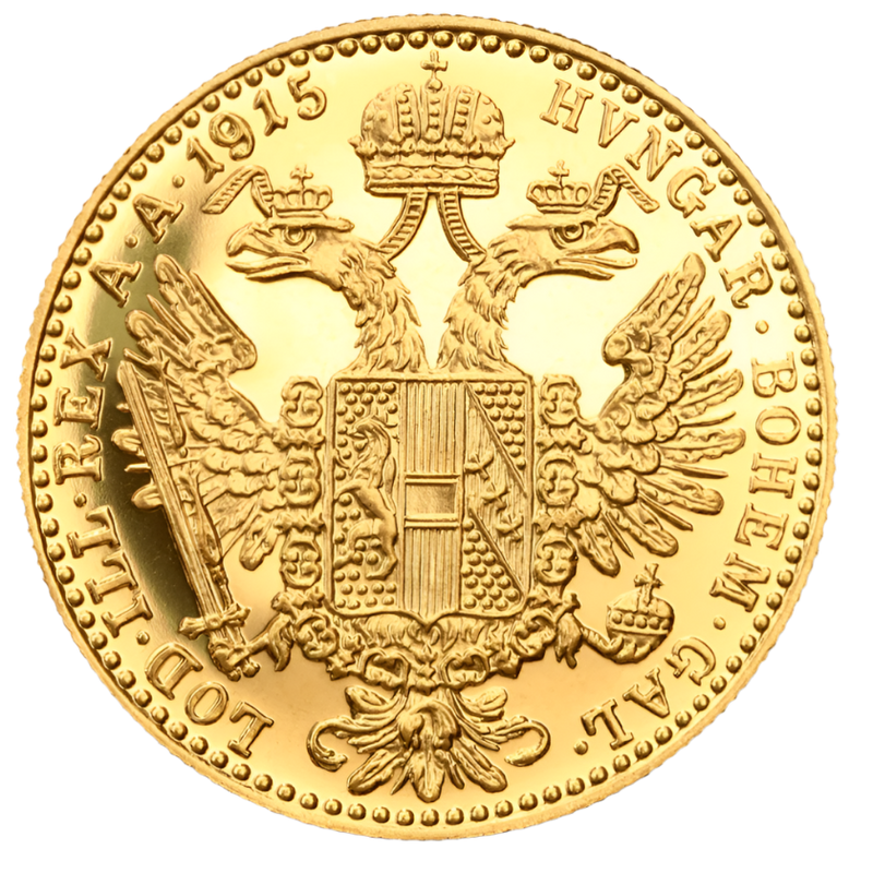 Gold coin with intricate design and text on a transparent background